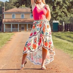 Altar’d State high-low floral ruffled hem skirt